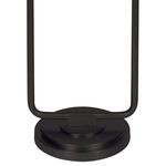Blackened brass round lamp base with smooth finish and angular support detail