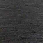Close-up view of the black acacia veneer wood grain texture on the nightstand surface