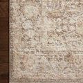 angled close-up of the Sonnet rug’s corner highlighting detailed pattern and textured weave on wooden floor
