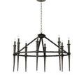 Blackthorn Chandelier hanging fully assembled with chain and canopy on white backdrop