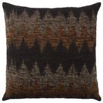 Square handmade throw pillow with black, orange, and gray chevron pattern in a textured woven cotton