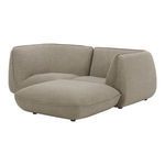 Right-angle view of Zeppelin sectional showing plump cushions and curved back