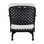 Back view revealing black lattice aluminum back with cushioned tie straps