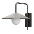 Another lit sconce angle identical to prior lit images with grey concrete textured shade