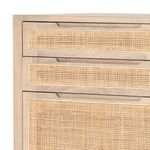 Front view with clear visibility of natural cane weave and wood framing