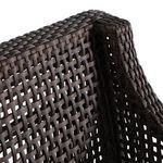 Close-up of detailed woven dark brown rattan on Peninsula stool backrest corner