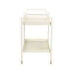Blake Bar Cart shown from front view highlighting slim frame and wheel alignment