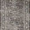 Rectangular Odette Charcoal Silver Traditional Rug with vintage Turkish Oushak inspired floral and geometric patterns