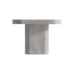 Square side table with a solid cylindrical base and wood top in Cerused Greige finish
