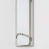 Close-up of matte cloud glass shade secured by polished metal bands on the Tottenville wall sconce