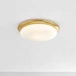 Flush mount ceiling light illuminated to showcase even LED light diffusion