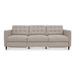 Bridgers power recliner sofa in beige bouclé fabric with tufted back and slim wooden legs