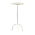 Off-white Irma Drinks Table seen from a slightly elevated front angle with focus on legs and column texture