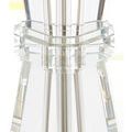 Close-up of octagonal polished brass ring cinching the Duveen Table Lamp's optic crystal base
