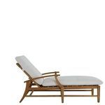 Close-up showing angled leg and armrest support joint in teak wood