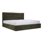 Three-quarter angled view of Sebastion Storage Bed highlighting texture and frame details
