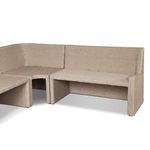 Banquette viewed from outside corner showing seating and back support
