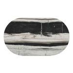 Alternate overhead view of table top featuring lighter marble veins with some brownish tones
