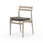 Three-quarter angle of Atherton chair showing ladder back design and cushioned seat from above