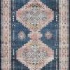 Heidi Denim / Blush Rug with vintage-style old-world medallions on denim blue background and blush accents