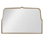 Full front view of mirror with arched top and slim antique gold metal frame