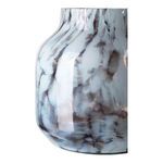 Close-up side view showing smooth glass texture and marbled brown and white pattern