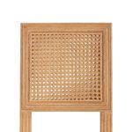 Close-up of hand-woven cane pattern on rectangular backrest of Annette Counter Stool