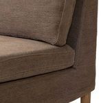 Corner close-up showing junction of armrest and seat cushion on Aurelia Dining Banquette