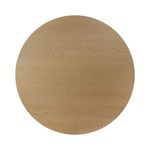 Top-down view showing full round shape and detailed oak veneer grain pattern.