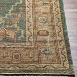 Product Image 5 for Reign Hand-Knotted Dark Green / Beige Rug - 2'6" x 10' from Surya