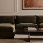 Living room scene featuring Rue Nook sectional with coffee table centered and stacked books