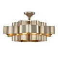 Grand Lotus Chandelier with a richly lit interior, smooth metallic finish visible on layered bands