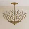 Magnum Opus Semi-Flush Mount lit and installed on ceiling against beige wall background
