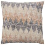 Square throw pillow with a woven cotton cover featuring a chevron pattern in cream, gray, and orange hues