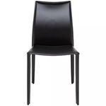 Front view showing smooth black upholstery and tapered legs of the Sienna Dining Chair