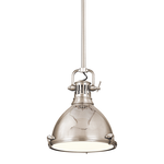 industrial style Pelham pendant light with polished metal finish and adjustable domed shade