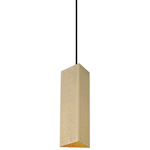 Aiko 1 Light Pendant with rectangular beige shade pierced by small circular holes, suspended from a black cord