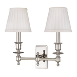 Same Ludlow sconce design with polished nickel finish replacing the brass hardware