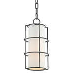 Sovereign 1 Light Pendant with clear cylindrical glass shade and brushed nickel finish hanging from chain