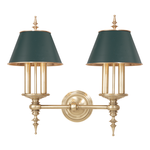 Cheshire 4 Light Wall Sconce with hand-rubbed aged brass finish and matte black shades with brass trim