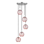 Product Image 1 for Rousseau 5 Light Pendant With Pink Glass from Hudson Valley