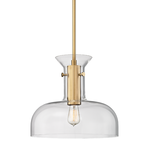 Coffey 1 Light Pendant with clear glass dome shade and aged brass hardware, vintage-inspired transitional design