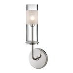 Wentworth 1 Light Wall Sconce with mouth-blown glass cylinder and hand-cut honeycomb pattern around inner candlestick, pol...
