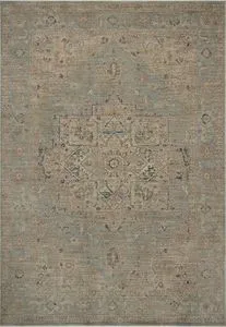 Traditional Briar Sky Grove rug with vintage-style textured pile in soft blue, beige, and subtle accent colors