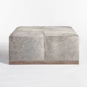 Product Image 1 for Felix Large Frosted Hide Leather Ottoman from Alder & Tweed
