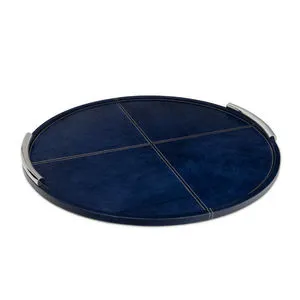 Product Image 1 for Blue Round Hayes Leather Tray from Regina Andrew Design