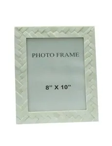 White bone chevron pattern Emerson Picture Frame holding 8x10 photo, rectangular shape