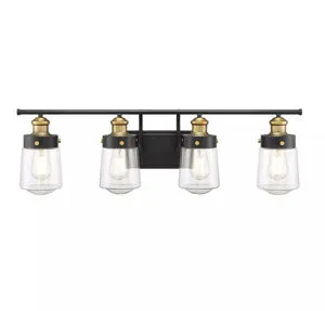 Product Image 1 for Macauley Vintage Black With Warm Brass 4 Light Bath from Savoy House 