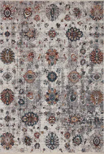 Full top-down view of Samra Ivory Multi Rug displaying intricate floral pattern and color distribution