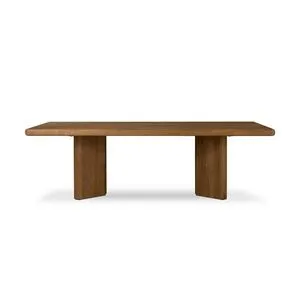 Castro Dining Table in reclaimed French oak with expansive rectangular slab top and solid pedestal legs